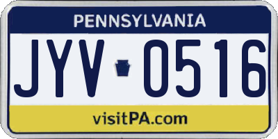 PA license plate JYV0516