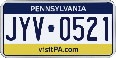 PA license plate JYV0521