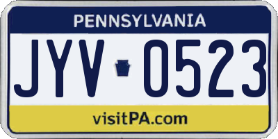 PA license plate JYV0523