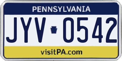 PA license plate JYV0542