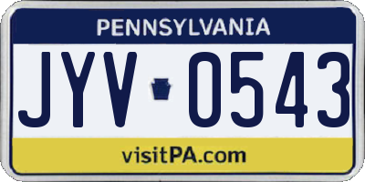 PA license plate JYV0543