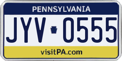PA license plate JYV0555