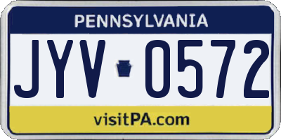 PA license plate JYV0572