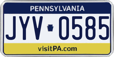 PA license plate JYV0585