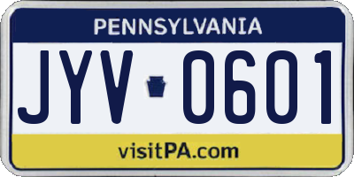 PA license plate JYV0601