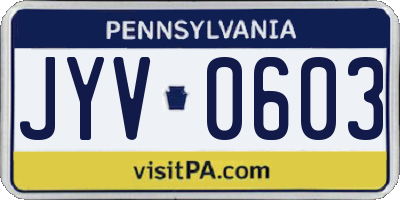 PA license plate JYV0603