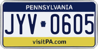 PA license plate JYV0605