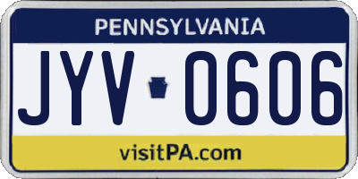 PA license plate JYV0606