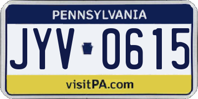 PA license plate JYV0615