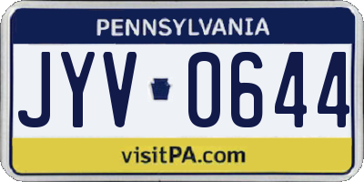 PA license plate JYV0644