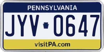 PA license plate JYV0647