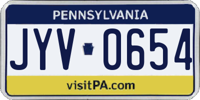 PA license plate JYV0654