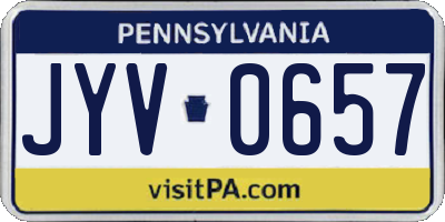 PA license plate JYV0657