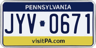 PA license plate JYV0671