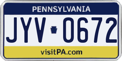 PA license plate JYV0672