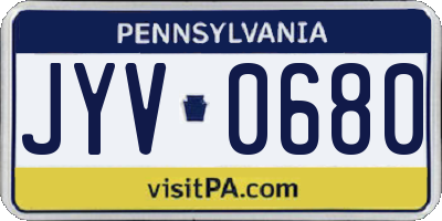 PA license plate JYV0680