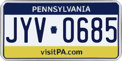 PA license plate JYV0685