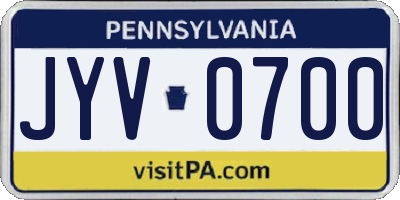 PA license plate JYV0700
