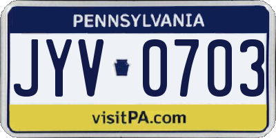 PA license plate JYV0703