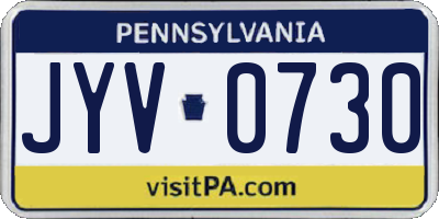 PA license plate JYV0730