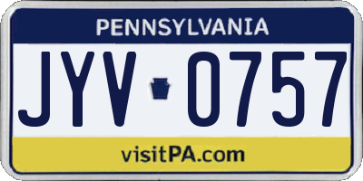 PA license plate JYV0757