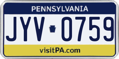 PA license plate JYV0759