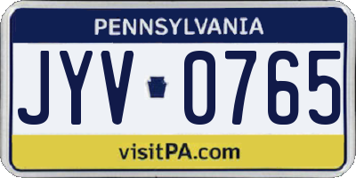 PA license plate JYV0765