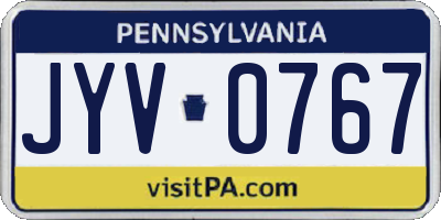 PA license plate JYV0767