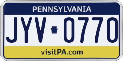 PA license plate JYV0770