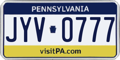 PA license plate JYV0777