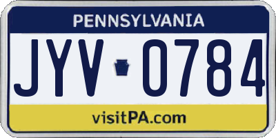 PA license plate JYV0784