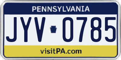 PA license plate JYV0785