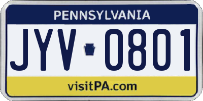 PA license plate JYV0801