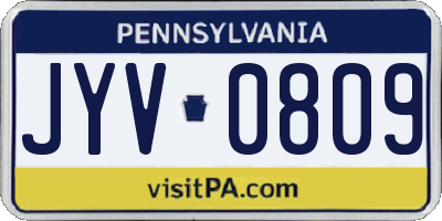 PA license plate JYV0809