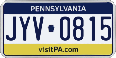 PA license plate JYV0815