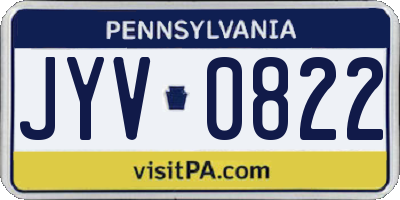 PA license plate JYV0822