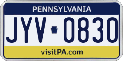 PA license plate JYV0830