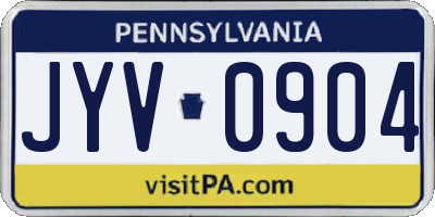 PA license plate JYV0904