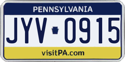 PA license plate JYV0915