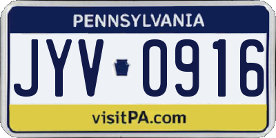 PA license plate JYV0916
