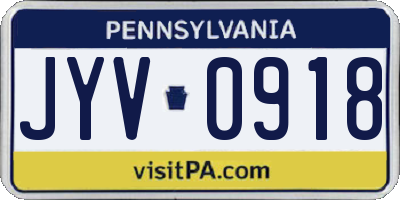 PA license plate JYV0918