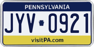 PA license plate JYV0921