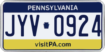 PA license plate JYV0924