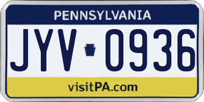 PA license plate JYV0936