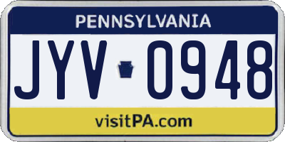 PA license plate JYV0948