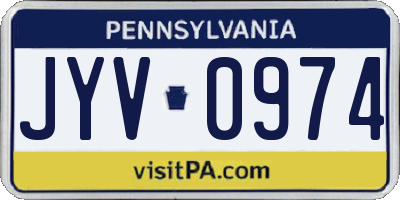 PA license plate JYV0974