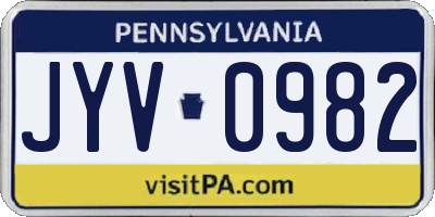 PA license plate JYV0982