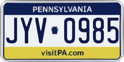PA license plate JYV0985