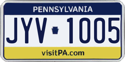 PA license plate JYV1005