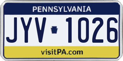 PA license plate JYV1026